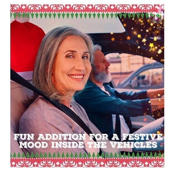 Santa Hat Car Seat Headrest Covers Auto Accessory Car Decoration 2 Pack - Picture 3 of 14